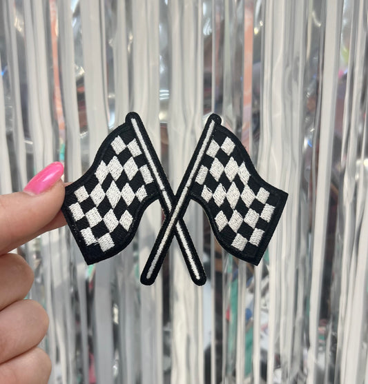 Checkered Flag Embroidered Hat Patch