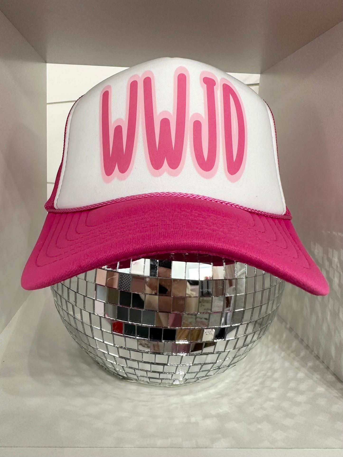 Pink WWJD Trucker Hat