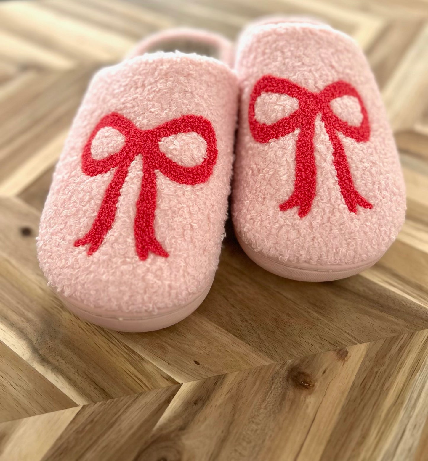 Plush Bow Slippers